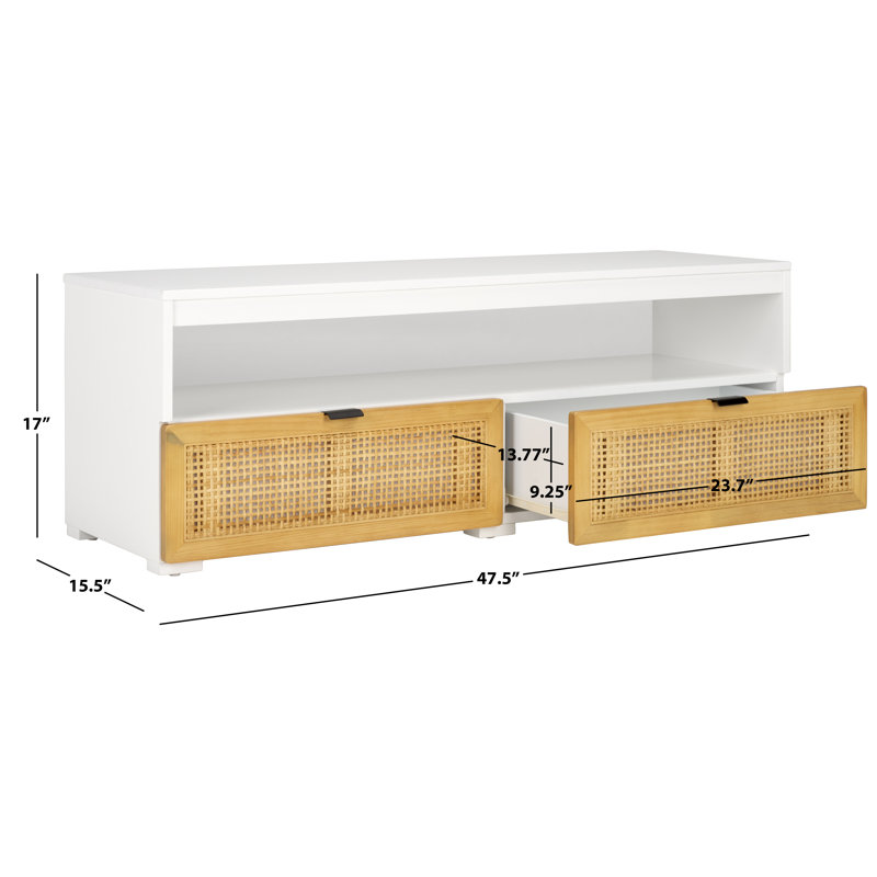 Crédence de rangement l 47,5 po Aafi, Blanc / Naturel