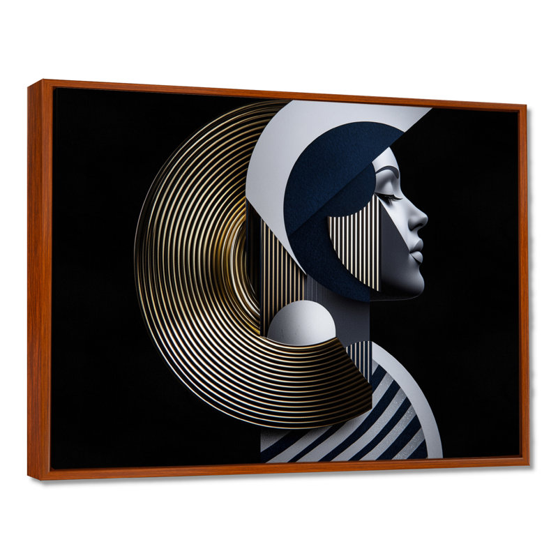 Femme, symétrie sombre de la force, portrait géométrique de la femme III - femme abstraite, art mural, H 30 po x l 40 po