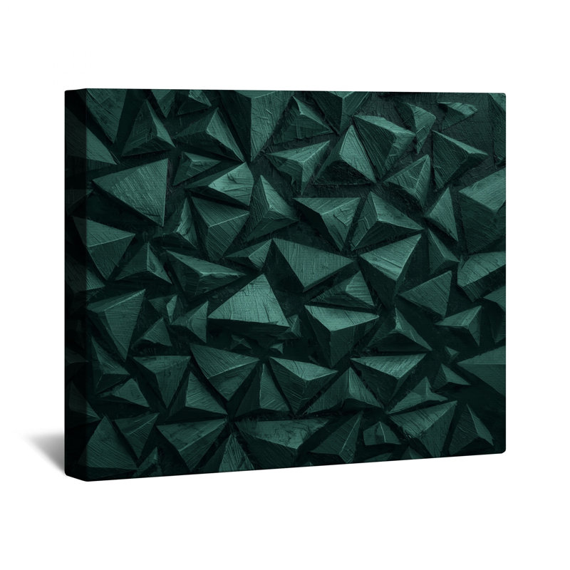 Toile tendue à motif de pyramides vertes géométriques en plusieurs tailles, 12 x 12 pouces