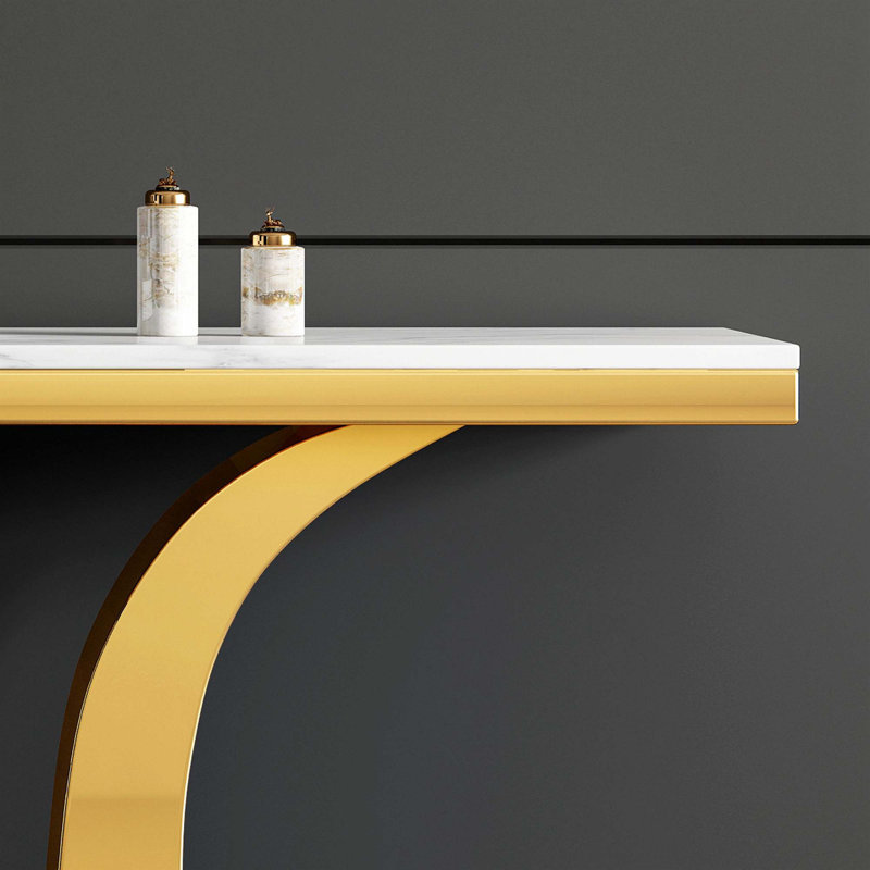 Console de 50 po, Blanc, Or