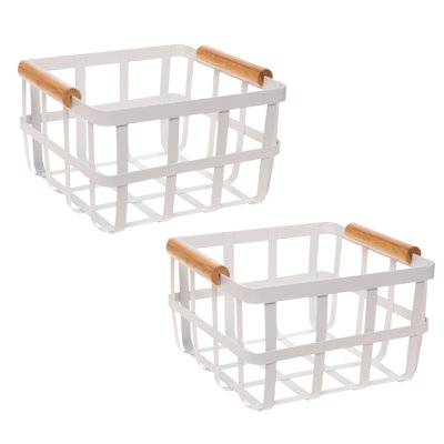 Simplify Metal Basket Set In White