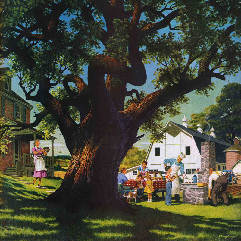 A Picnic - Wrapped Canvas Print, 46cm H x 46cm W