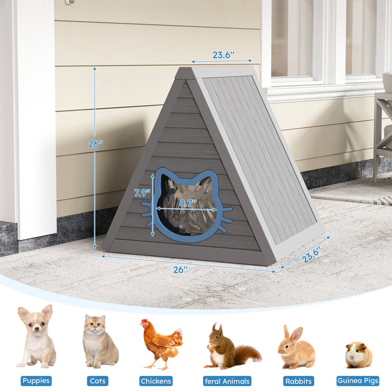 Maison pour chat triangulaire en résine, Gris