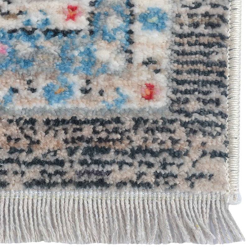 Beier Area Rugs for Living Room Bedroom, Machine Washable Rug, Indoor Floor Machine Woven Cross weave Polyester Area Rug – Gray & Blue Color | Oriental Design