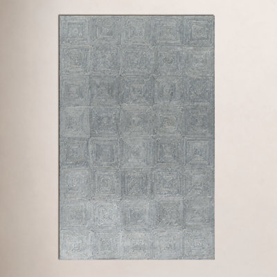 Mykonos Blue Hand-Woven Geometric Jute Rug