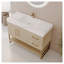 Meuble-lavabo moderne de 36 po avec plateau en pierre frittée, lavabo en céramique sans couture et meuble autoportant à décor doré-4301083