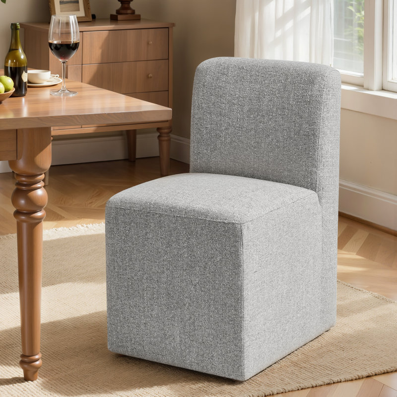Upholstered Dining Chairs with Casters, Modern Single Sofa Chair with Slient Wheels for living room, Arrived Assembed, 1