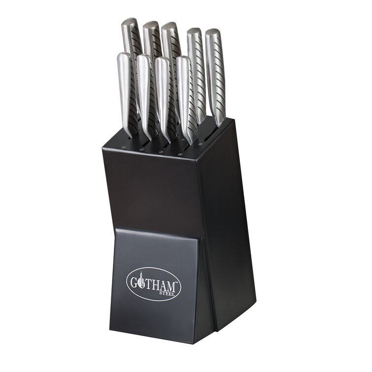Sharp 10-Piece Kitchen Knife Set with Covers Stainless Steel