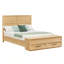 Lit plateforme moderne en bois avec tête de lit géométrique 3D et banc de rangement avec tiroirs-217015958-217015960