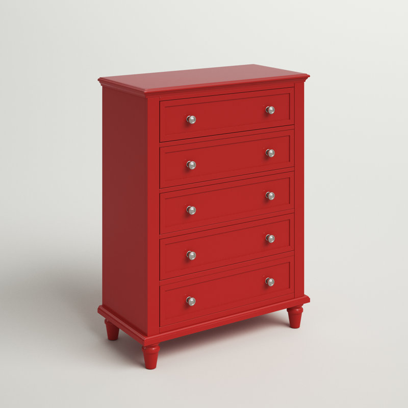 Jazmond 36" W 5-Drawer Manufactured Wood Vertical Chest with Metal Glides , Samba Red