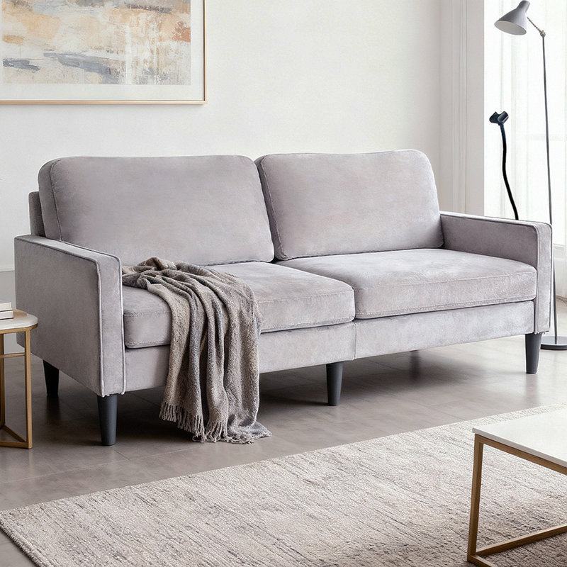 Canapé moderne pour causeuse pour le salon, fauteuil inclinable en chenille, housse amovible, coussins à ressorts, structure en bois massif, assemblage facile pour les petits espaces