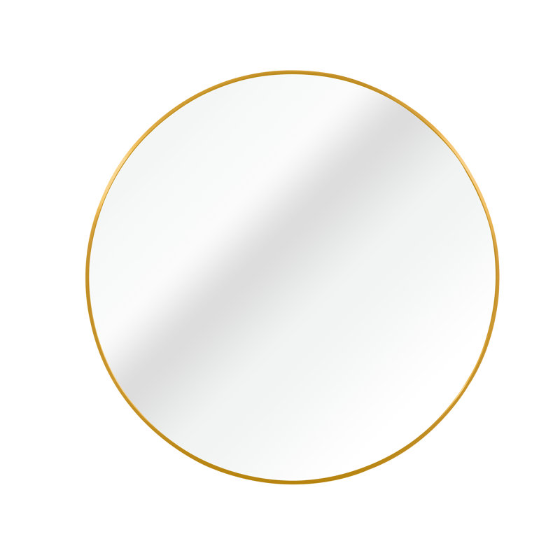 42 Inch Gold Metal Framed Round Bathrrom Mirror for Wall., Gold, 42" x 42"