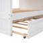 Lit superposé double / double avec lit gigogne simple, bois de pin massif, blanc (aucun sommier requis)