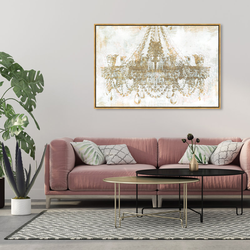 " Gold Diamonds Glam Metallic Chandelier Modern White " by Oliver Gal, 37.5" H x 55.5" W x 1.75" D