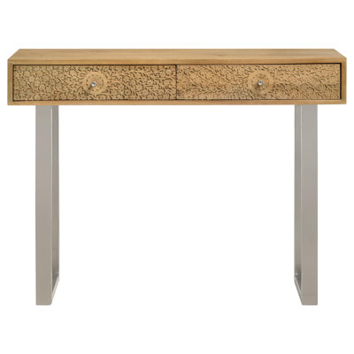Sophisticated 2-Drawer Nightstand - Compact And Modern Design Bowdoin 2-Drawer Console Table Hand Carved Details Natural