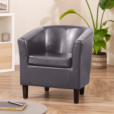 Windle Faux Leather Barrel Chair