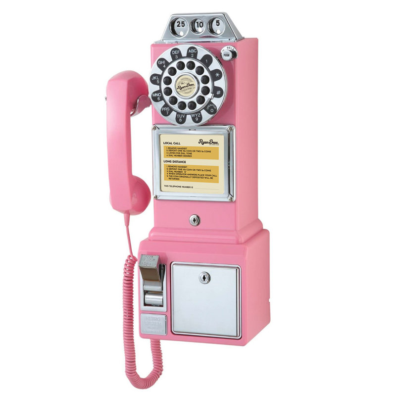 Téléphone payant avec tirelire Ryan Bros. American Retro 1950, Rose