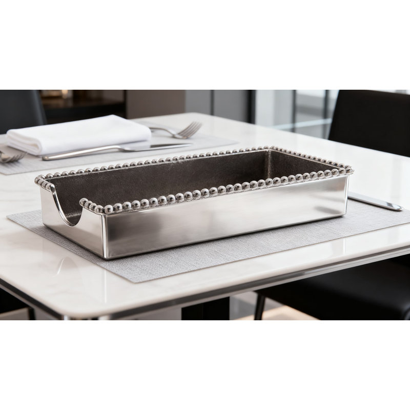 Recycled Aluminum Beaded Guest Towel Holder Box With Easy-Access Notch, Handmade Home Decor For Bathroom Or Kitchen