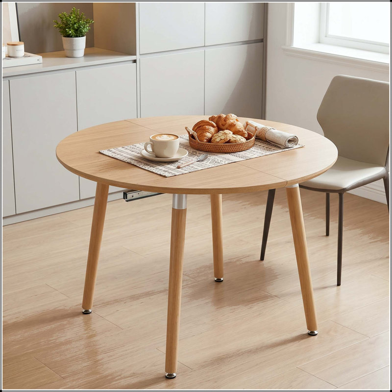 Table de salle à manger extensible ronde 3 en 1 avec pieds en bois massif