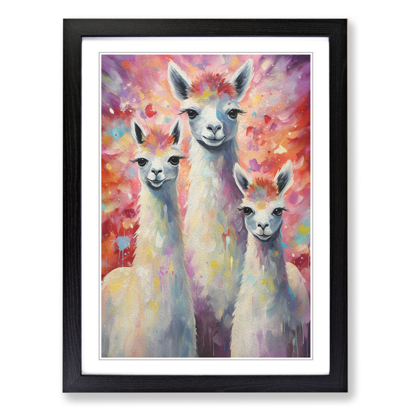 XYZ-FRM-V1223-4297 Llama Dadaism - Single Picture Frame Print on Wood, 64cm H x 46cm W x 2cm D, Black
