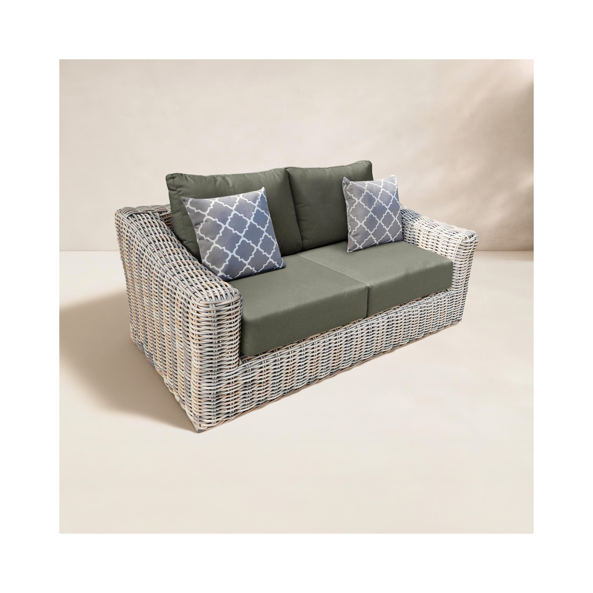 64.9'' Wide Wicker Loveseat with Cushions, Gray
