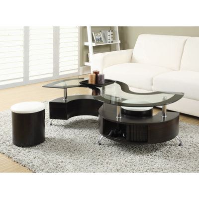 3-Piece Coffee Table And Stools Set Cappuccino