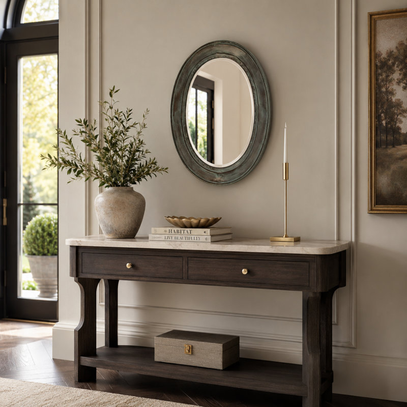 Rund Flat Metal Wall Mirror