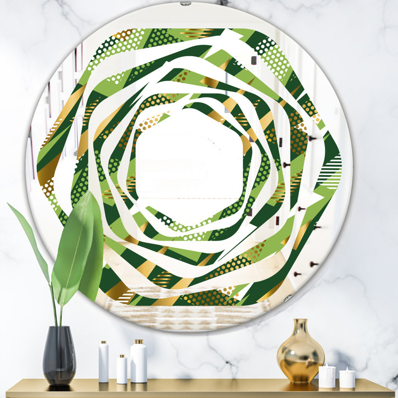 Miroir mural moderne sans cadre triangulaire design i whirl, H 23,6 po x l 23,6 po