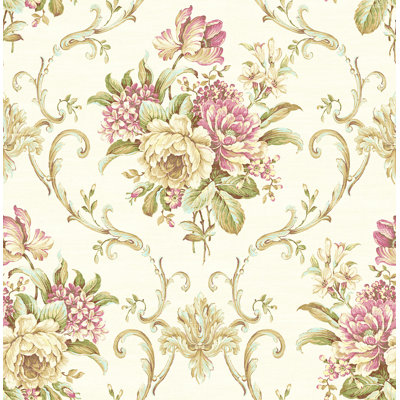 Seabrook Designs & Strawberry Fedelma Floral Cameo Unpasted Wallpaper