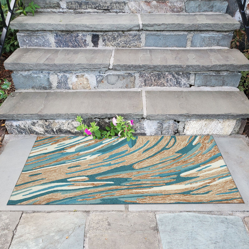 Tapis intérieur / extérieur Olutosin Big Wave, Rectangle 2 pi 6 po x 4 pi