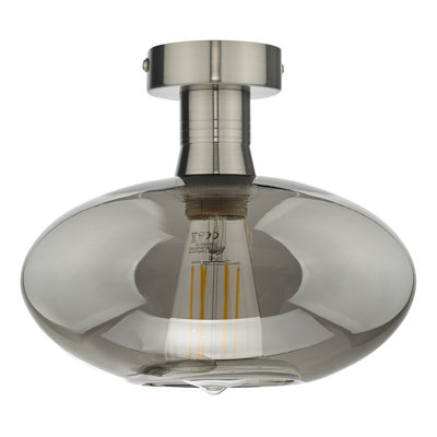 EMERSON 1LT SEMI FLUSH CW SMOKED GLASS