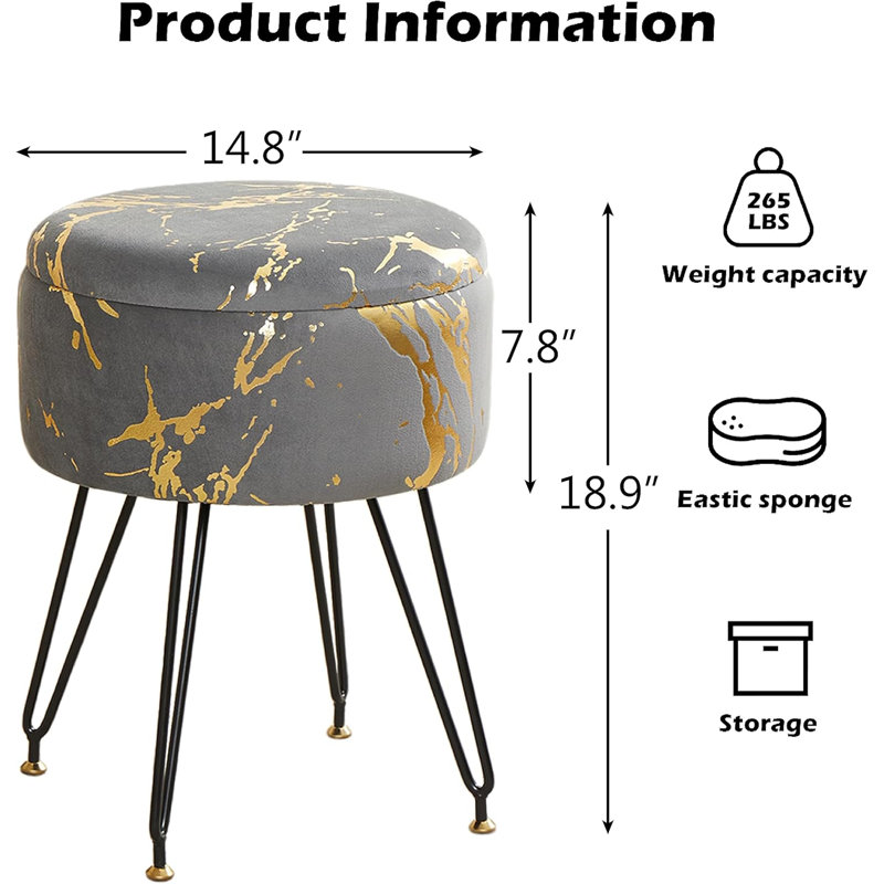 Tabouret d'appoint en métal Gadsby, Gris