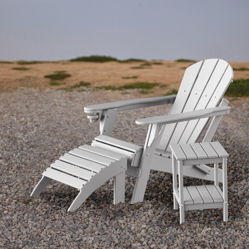 HDPE Outdoor Adirondack Side Table, White