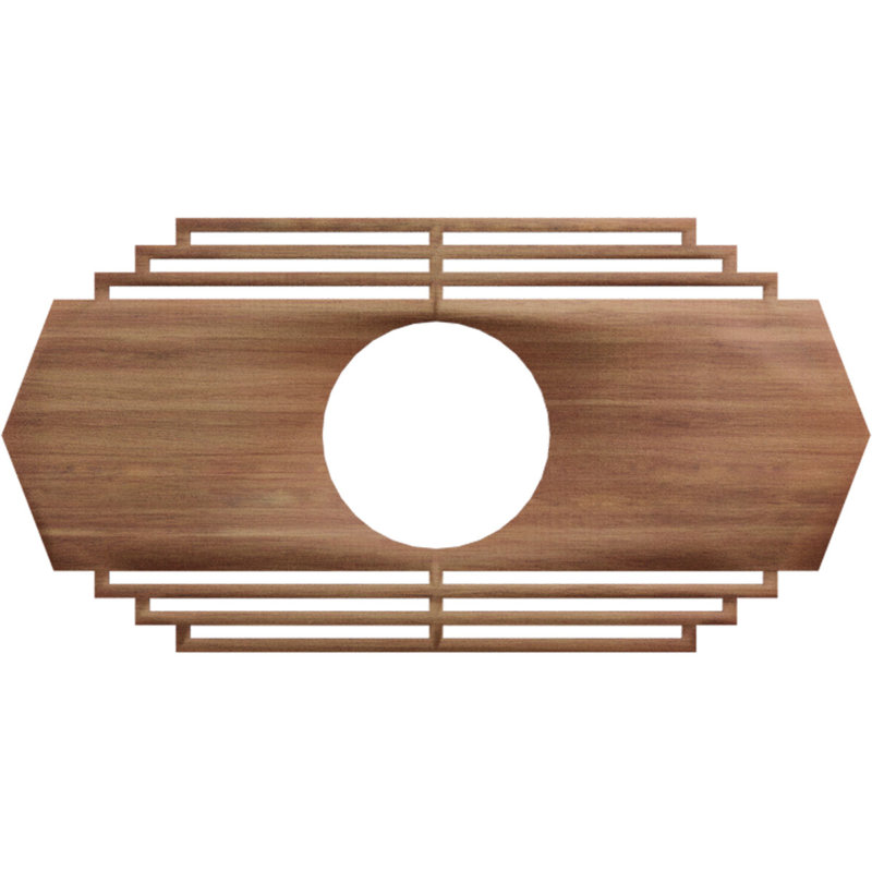 Médaillon de plafond en bois Chrysler, Noyer, H 15 po x l 30 po x P 0,38 po