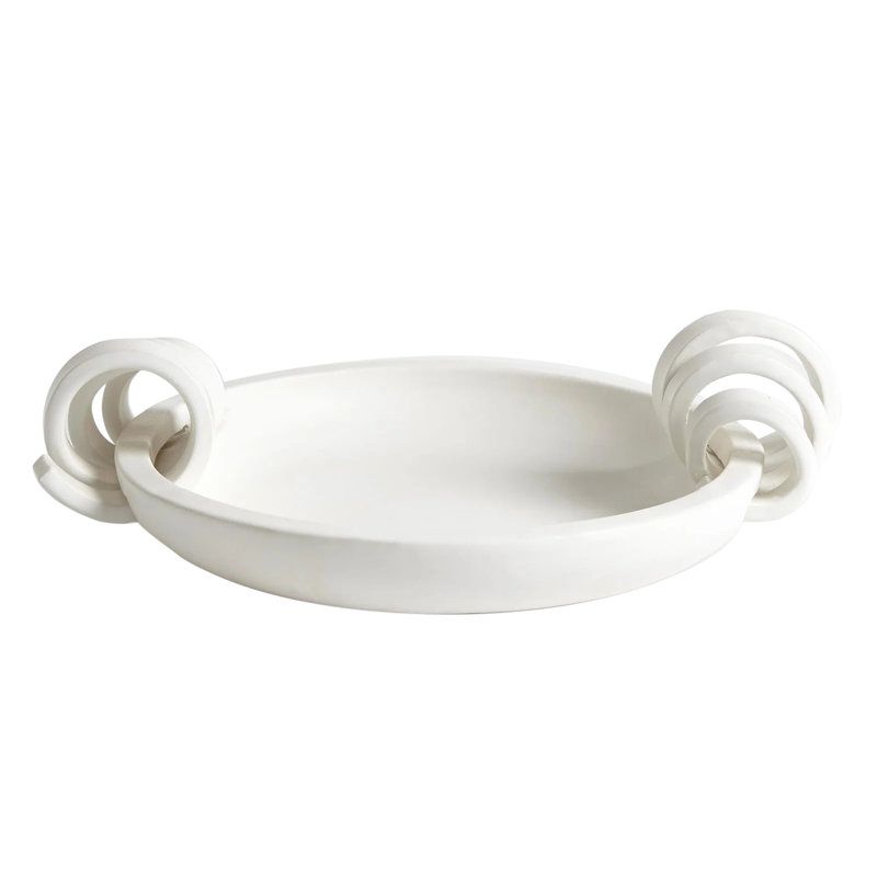 Ribbon Handle Compote-Matte White, Matte White