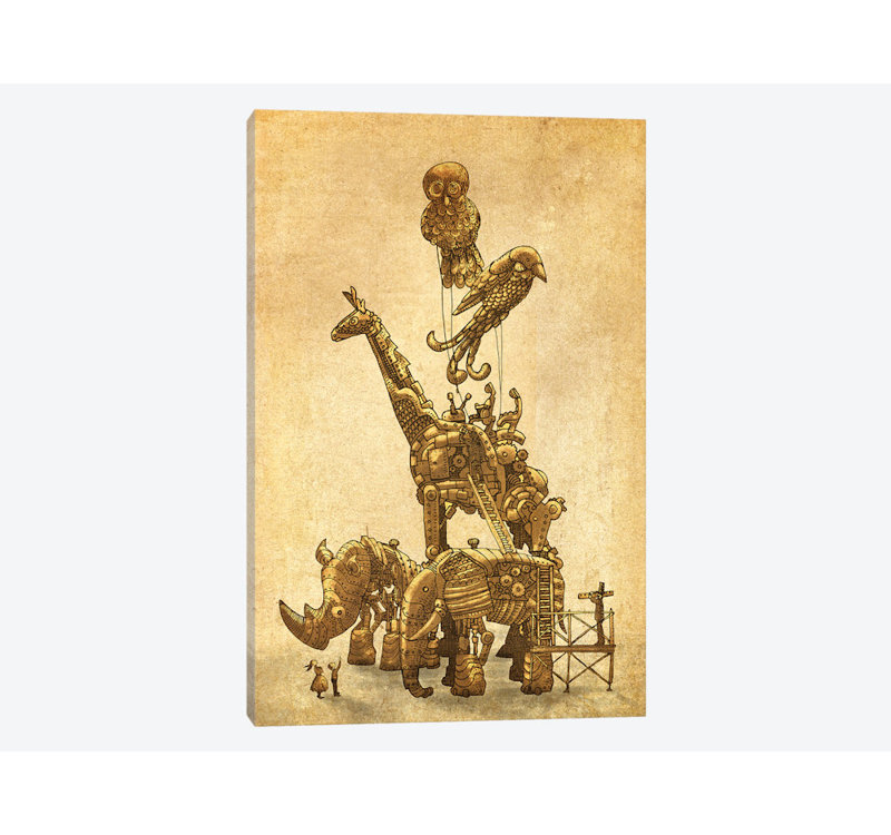 « the clockwork menagerie », impression sur toile, H 60 po x l 40po x P 1,5 po, Pas de tapis, Toile tendue