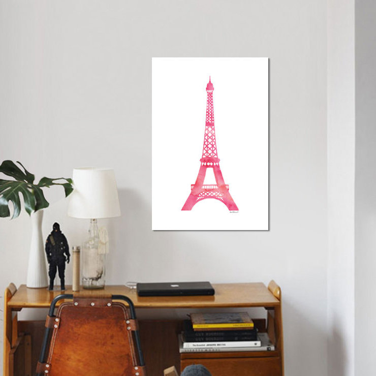 « rose eiffel tour », impression sur toile, H 26 po x l 18 po x P 1,5 po, Toile tendue, Pas de tapis