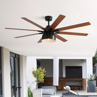8-Blade Ceiling Fan With Light, Remote Control, Reversible DC Motor and Timer Setting