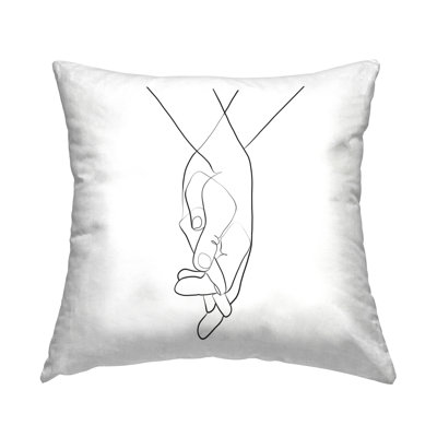 Hands Intertwined Linework Drawing Romantic Gesture Decorative Printed Throw Pillow By Ros Ruseva
