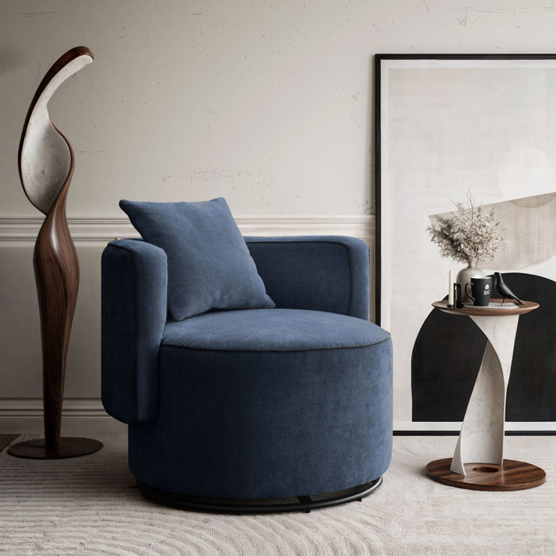 Bernella Upholstered Swivel Armchair, Blue