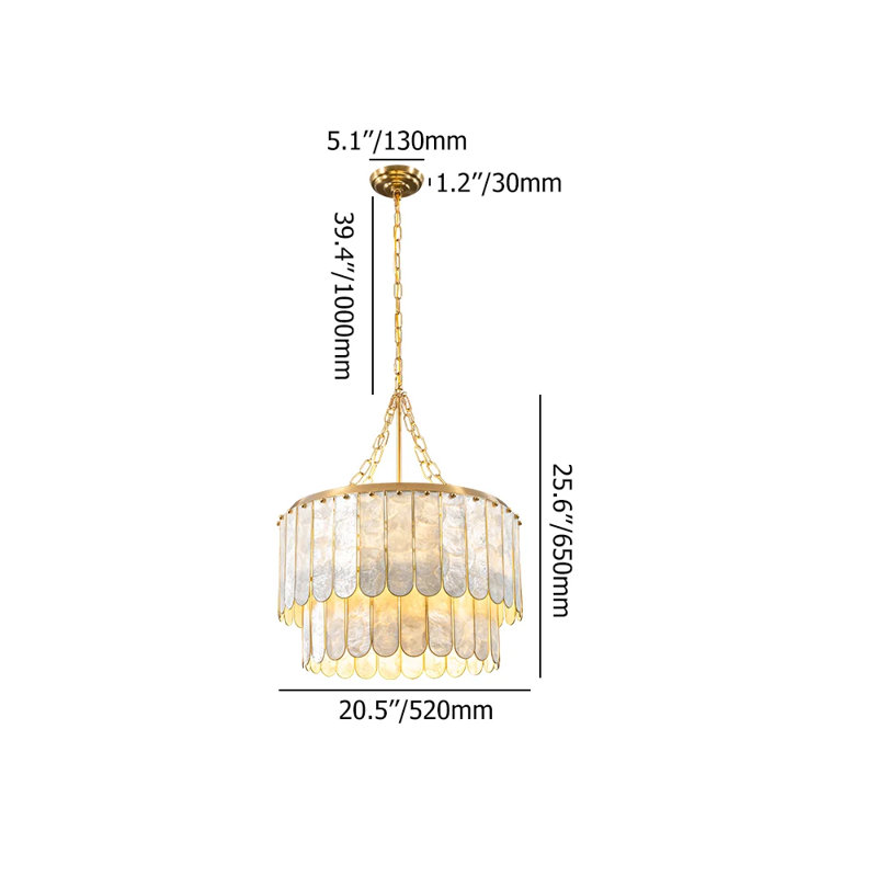  Luminaire suspendu 5 lumières lustre de salle à manger Capiz
