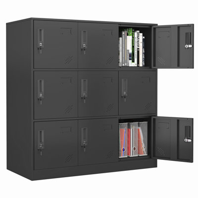 Armoire de rangement en métal 9 portes avec fente pour cartes, organisateur, chaussures et sacs