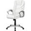 Chaise de bureau à domicile avec revêtement blanc, fonction pivotante et conception confortable rembourrée et ajustable