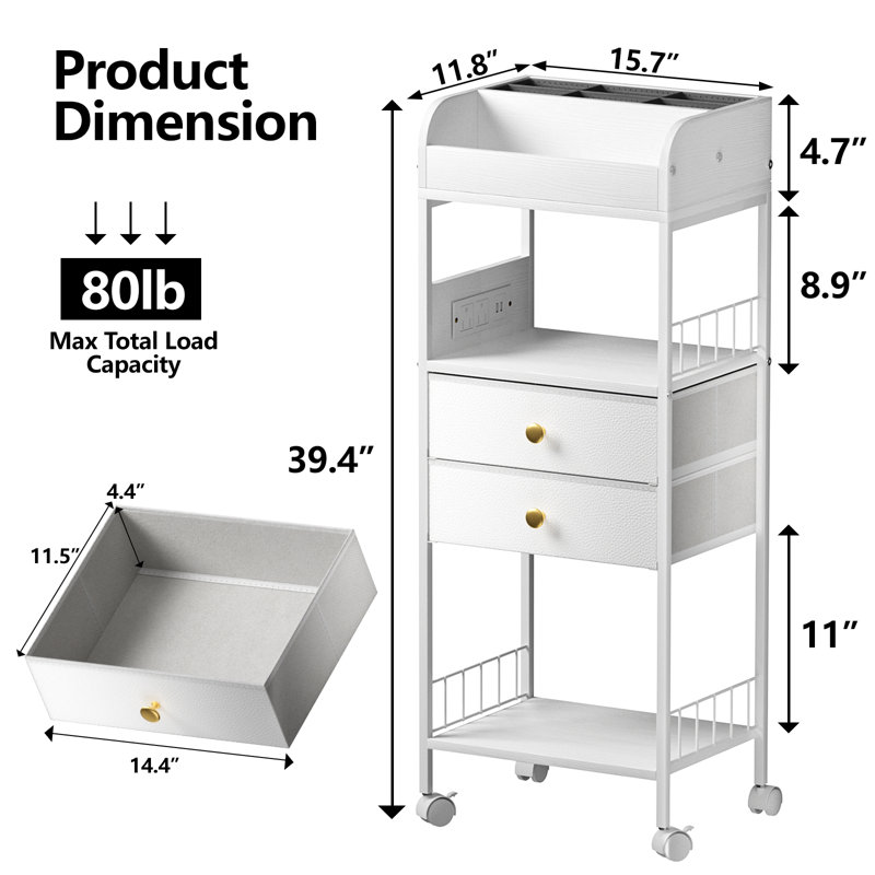 Makeup Organizer - LED&Charging Station Make Up Organizers Storage Vanity Cosmetics Display White