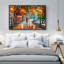 Impression de toile de paysage orange sur fond de feuilles de forêt d'automne orange pour le décor de chambre à coucher M05-104074608-104074604