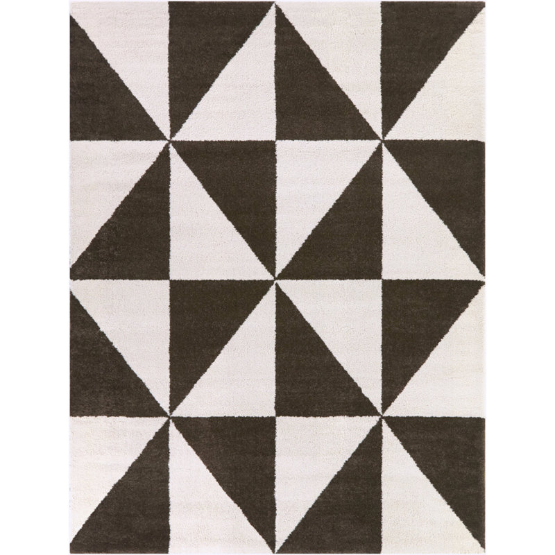 Rex Brown Modern Geometric Area Rug, Rectangle 5'3" x 7'
