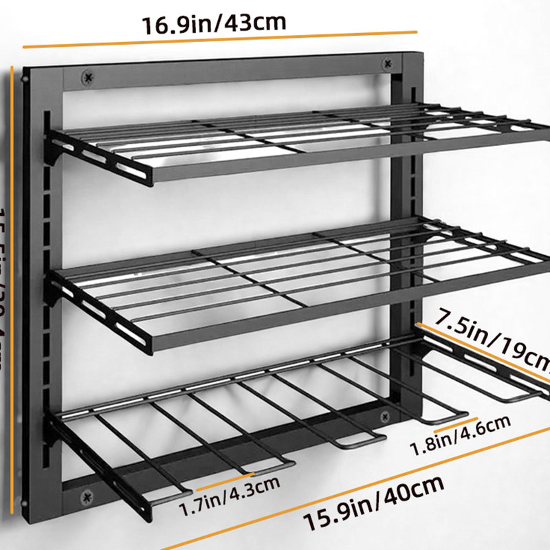 Support mural robuste à 3 niveaux pour le rangement des outils électriques, outils ajustables pour espaces restreints, atelier idéal