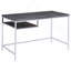 Bureau d'écriture rectangulaire gris et chrome patiné