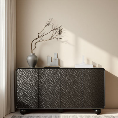 Buffet 59 po avec rangement, console de télévision à profil courbé, grande console d'appoint pour la salle à manger, la cuisine et le salon