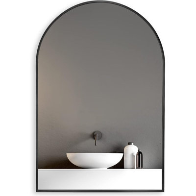 20X30 Inch Black Metal Framed Arched Bathrrom Mirror For Wall.(W2203134104)